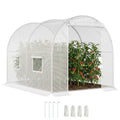 Serre de Jardin Tunnel 6 m² 3L x 2l x 1,9H m Acier galvanisé renforcé diamètre 2,4 cm + PE Haute densité fenêtres Porte Blanc-0