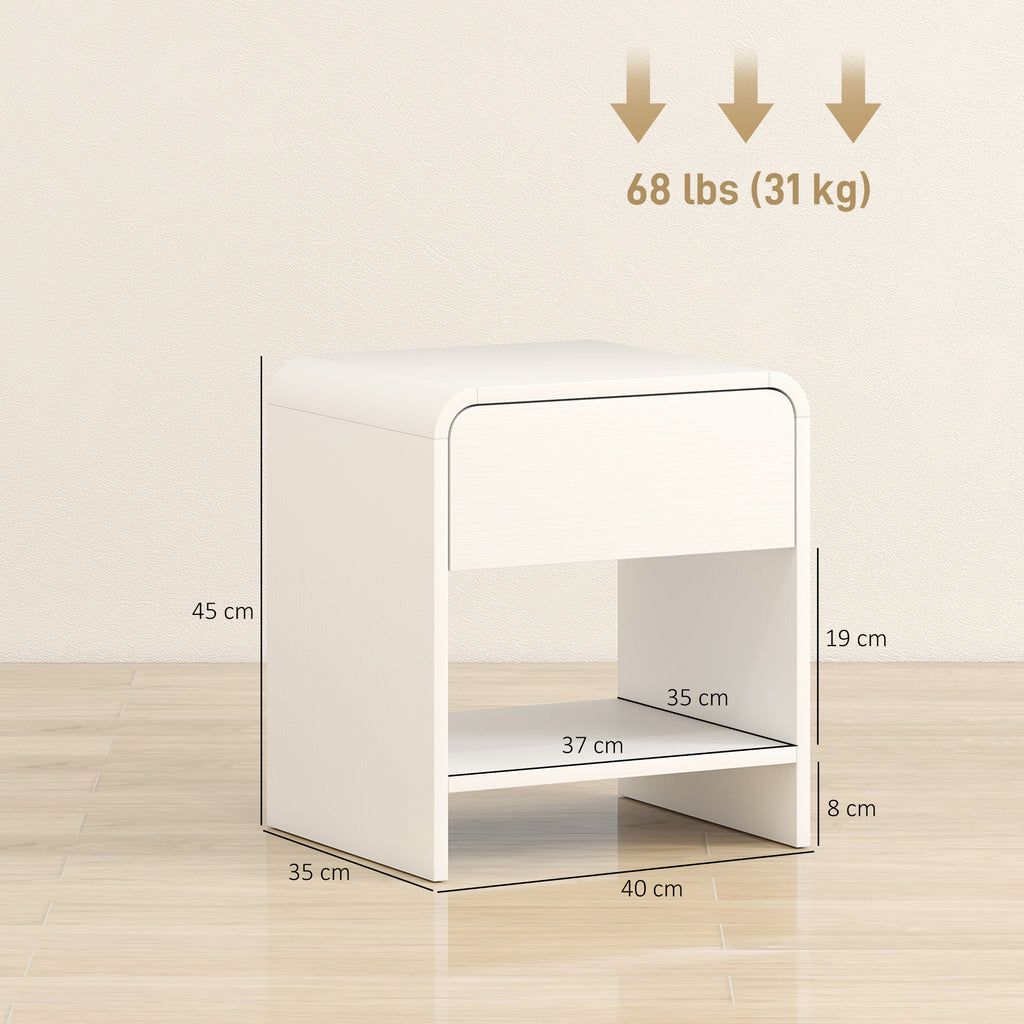 Lot de 2 tables de chevet, table d'appoint moderne avec compartiment ouvert et tiroir, 40 x 35 x 45 cm, blanc-2
