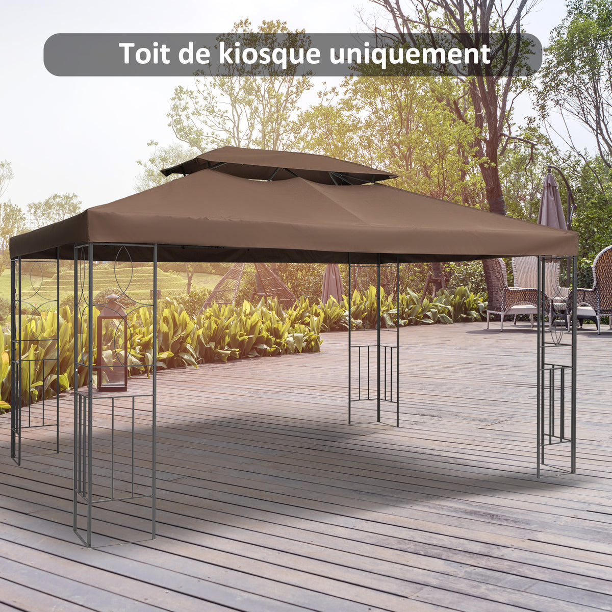 Toit de Rechange pour Tonnelle Marron  3 x 4 m-9