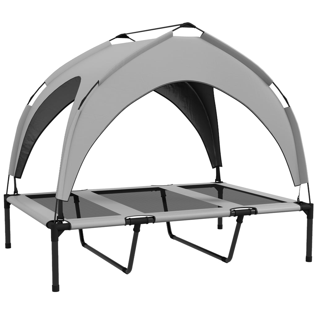 Lit pour chien chat sur pieds grand confort velum anti-UV oxford sac de transport inclus106 x 76 x 94 cm gris-0