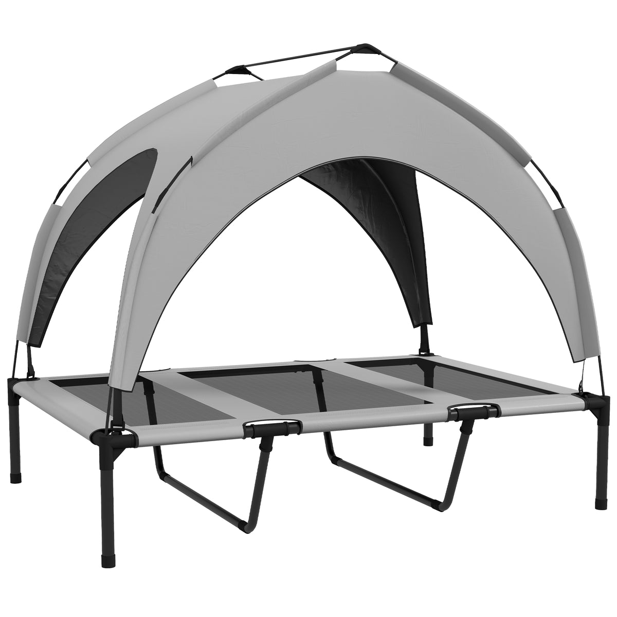 Lit pour chien chat sur pieds grand confort velum anti-UV oxford sac de transport inclus106 x 76 x 94 cm gris-0