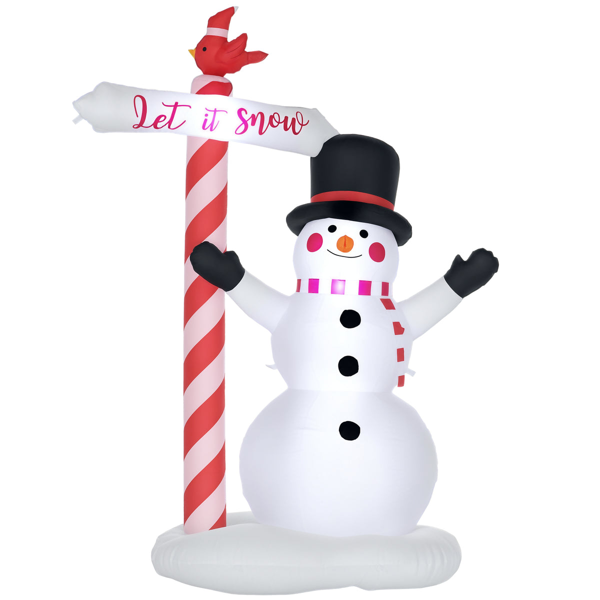 Bonhomme de neige gonflable avec pancarte 3 LED polyester imperméable hauteur 213 cm blanc-0