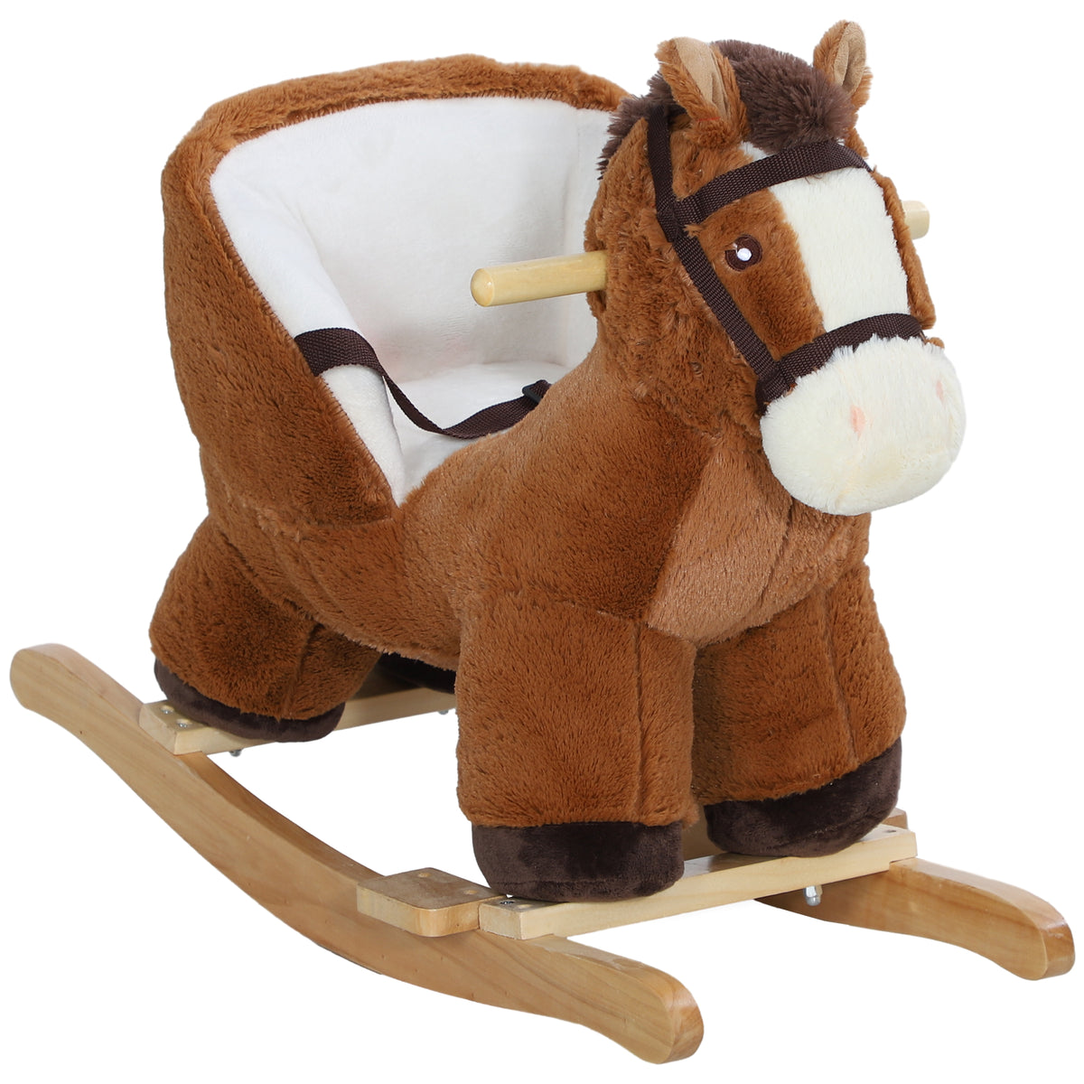 Cheval à bascule pour enfants jouet à bascule bébé de 18 à 36 mois avec effet sonore base en bois ceinture de sécurité-0