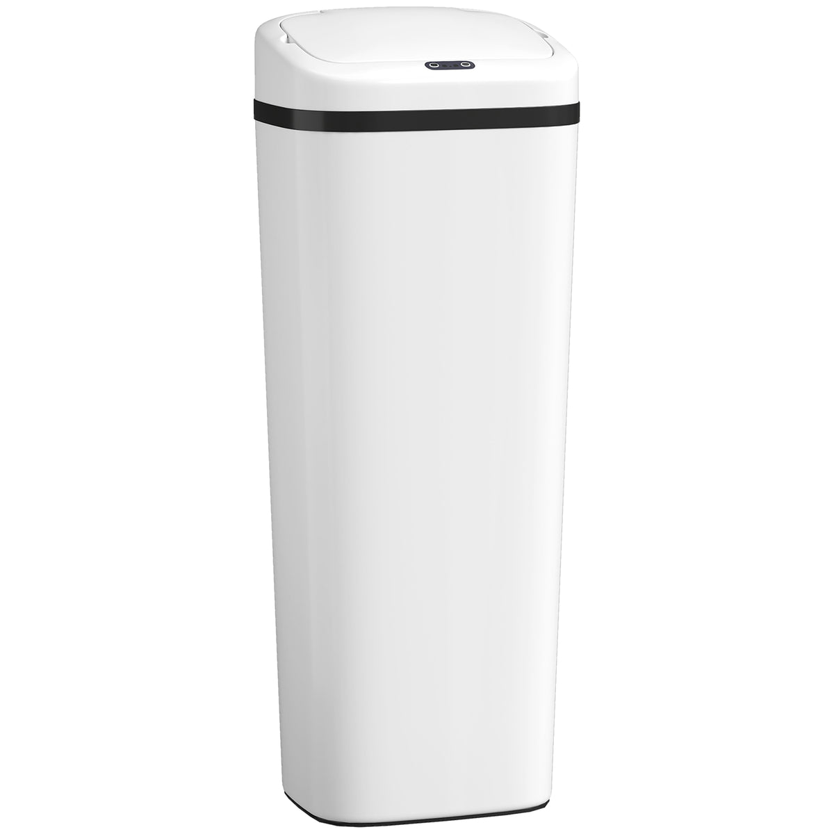 Poubelle cuisine automatique 50L en acier inoxydable, poubelle à capteur de mouvement sans contact, 33x25x84cm, blanc-0
