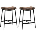 Lot de 2 tabourets de bar avec repose-pieds acier style industriel assise incurvée 48,5 x 38,5 x 68,5 cm marron noir-0