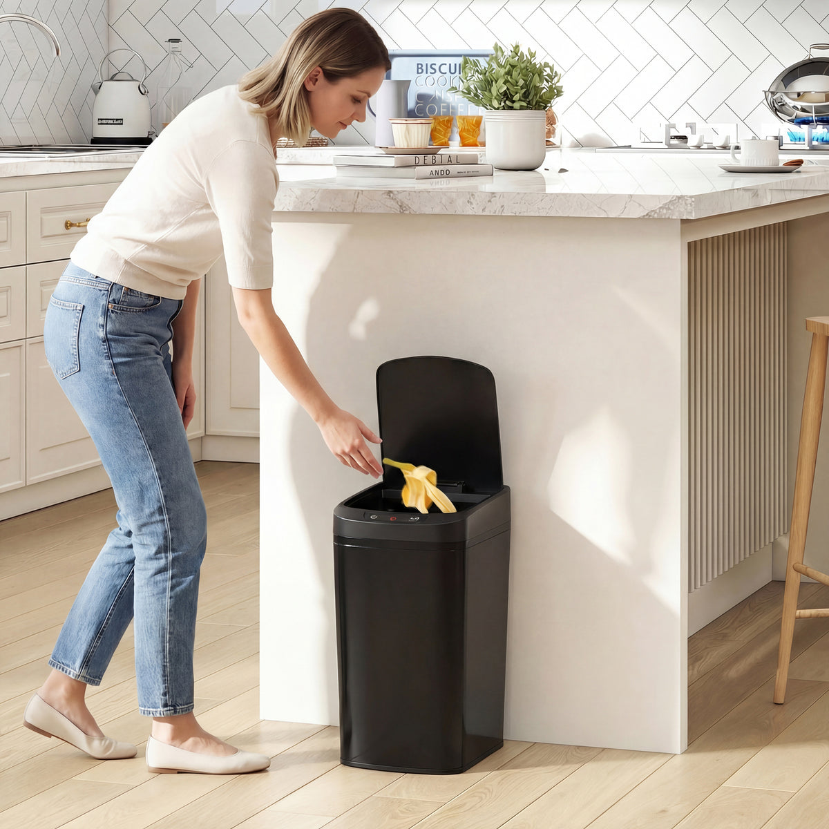 Poubelle de Cuisine Automatique 12 L en Acier Inoxydable, Poubelle à Capteur avec Couvercle, 28 x 22 x 41 cm, Noir-9