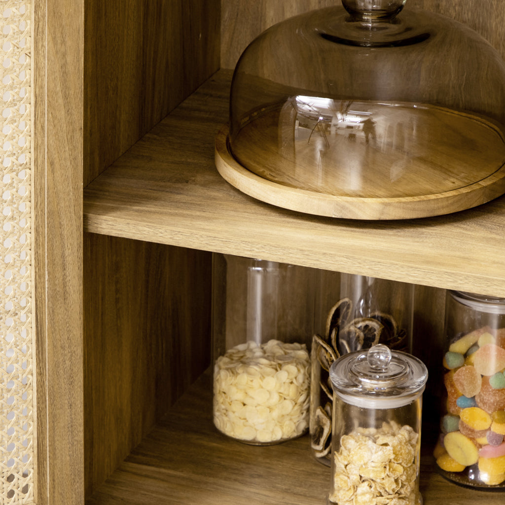 Meuble de rangement buffet 1 porte cannage effet bois - dim. 80L x 39l x 70H cm-8