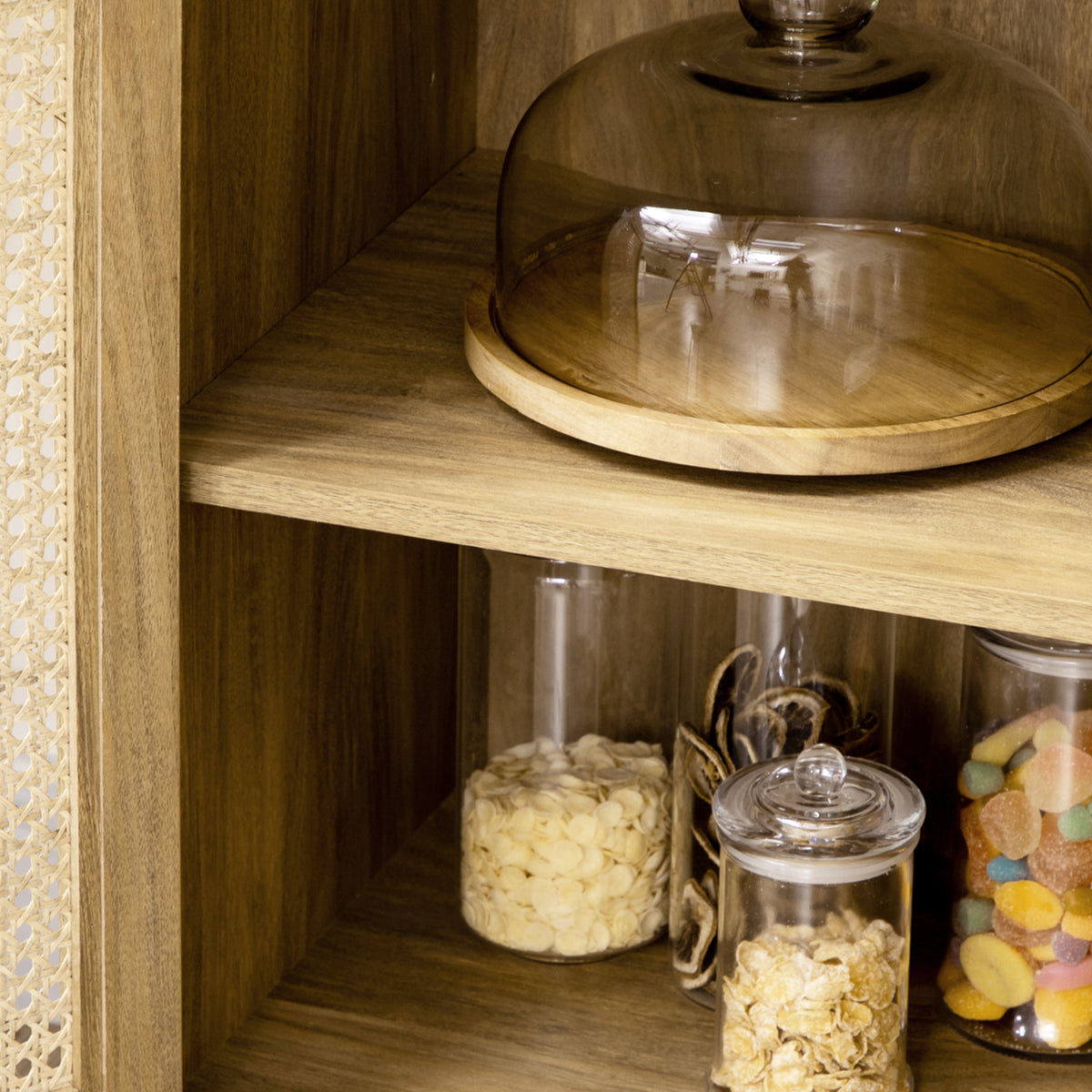 Meuble de rangement buffet 1 porte cannage effet bois - dim. 80L x 39l x 70H cm-8