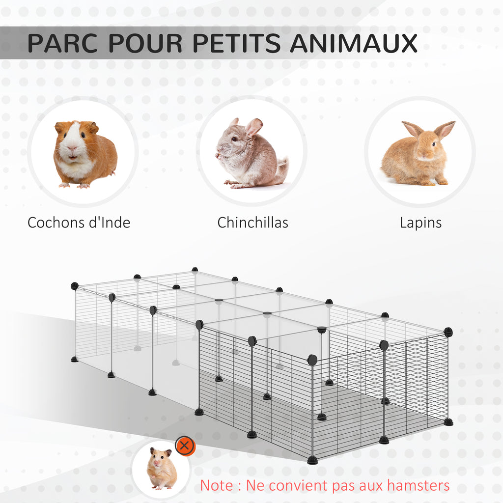 Enclos pour petits animaux design DIY cage modulable pour cochon d'Inde lapin chinchillas petits animaux domestiques 27 panneaux noir-4