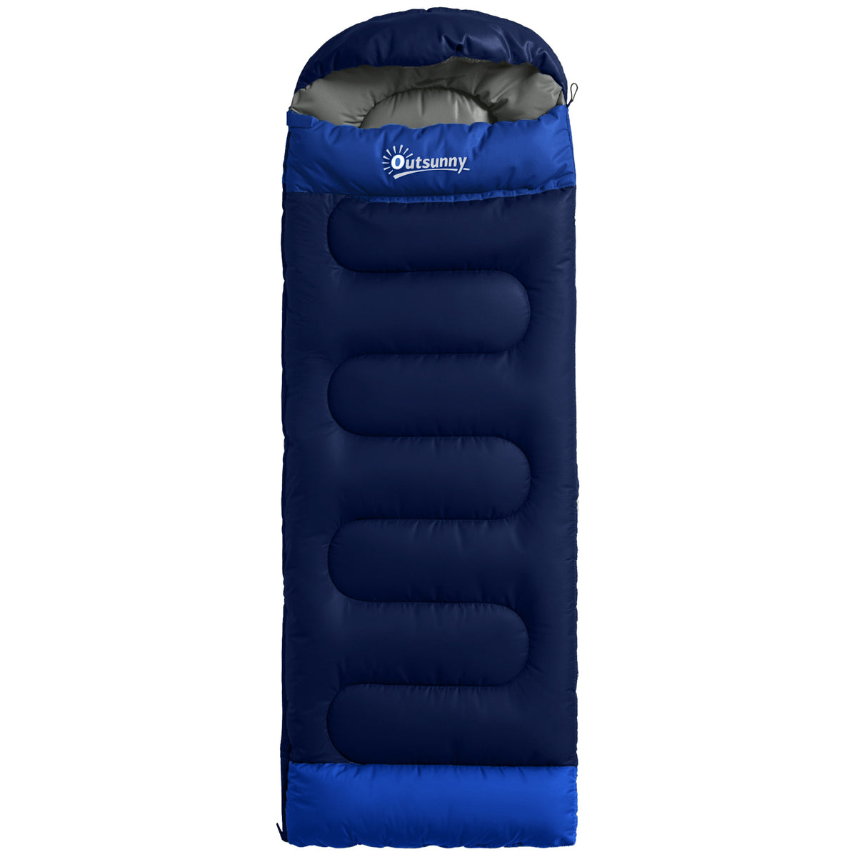 Sac de Couchage Adulte, avec Section Tête, Fermeture Éclair et Sac de Rangement, 300 g/m², 215x75x10cm, Bleu Marine-0