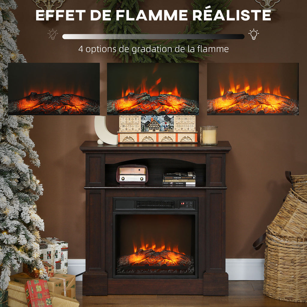 Cheminée électrique effet flammes LED luminosité réglable avec télécommande - 1800 W - 80,5 x 32,3 x 80,5 cm-3