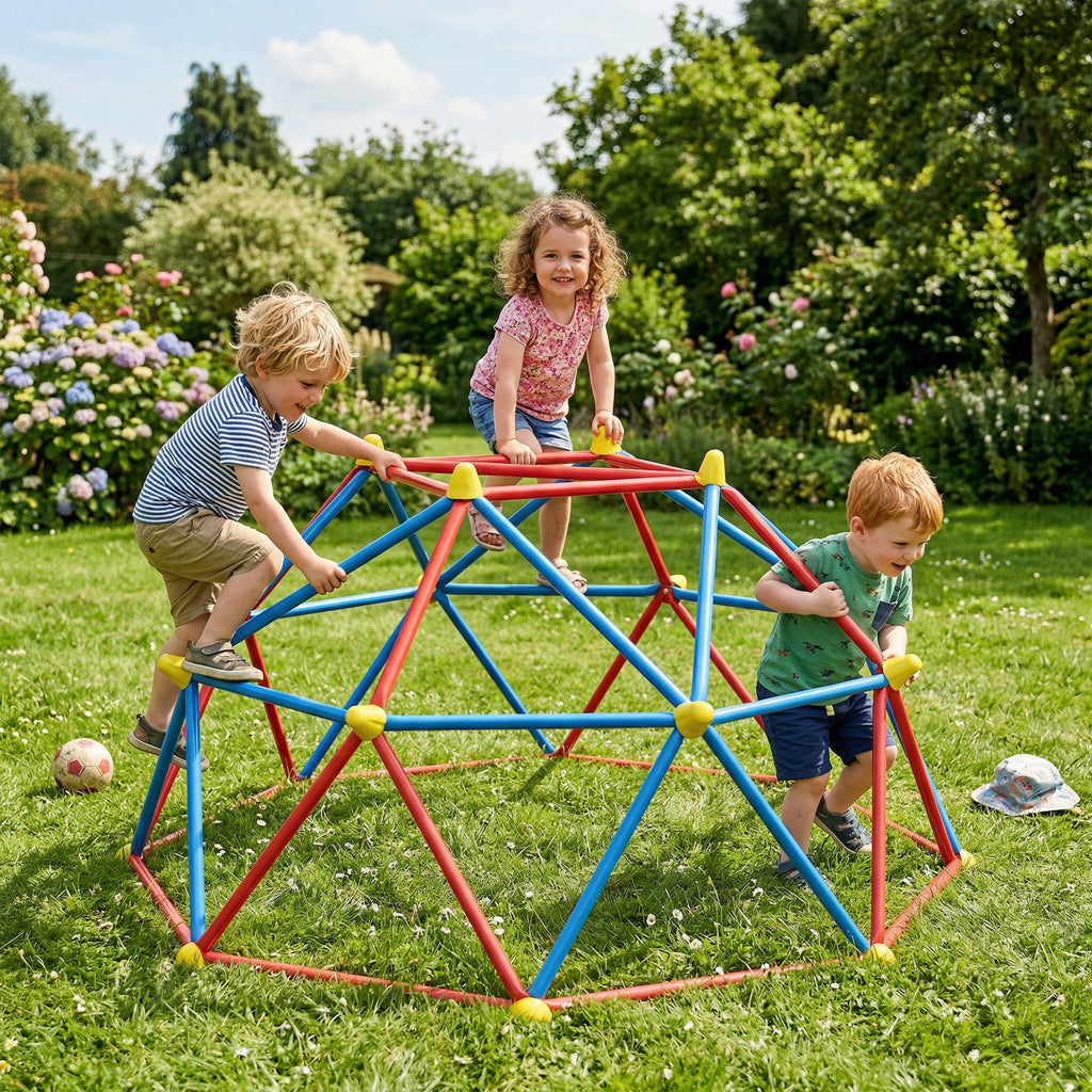 Dôme d'escalade enfant cage d'escalade structure en métal charge max. 180 kg assemblage facile 183 cm multicolore-1