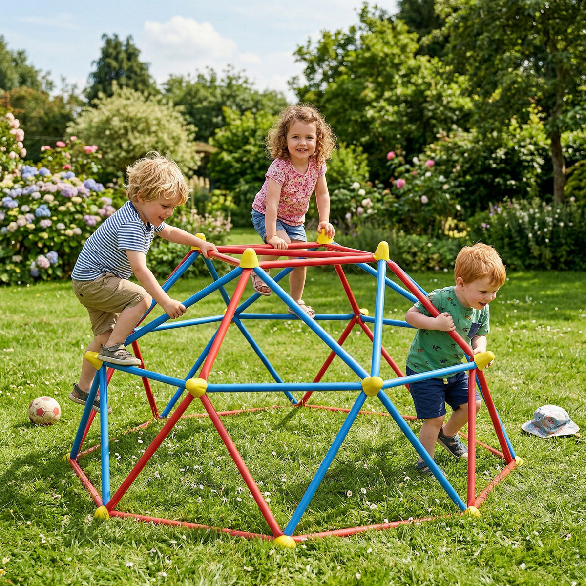 Dôme d'escalade enfant cage d'escalade structure en métal charge max. 180 kg assemblage facile 183 cm multicolore-1