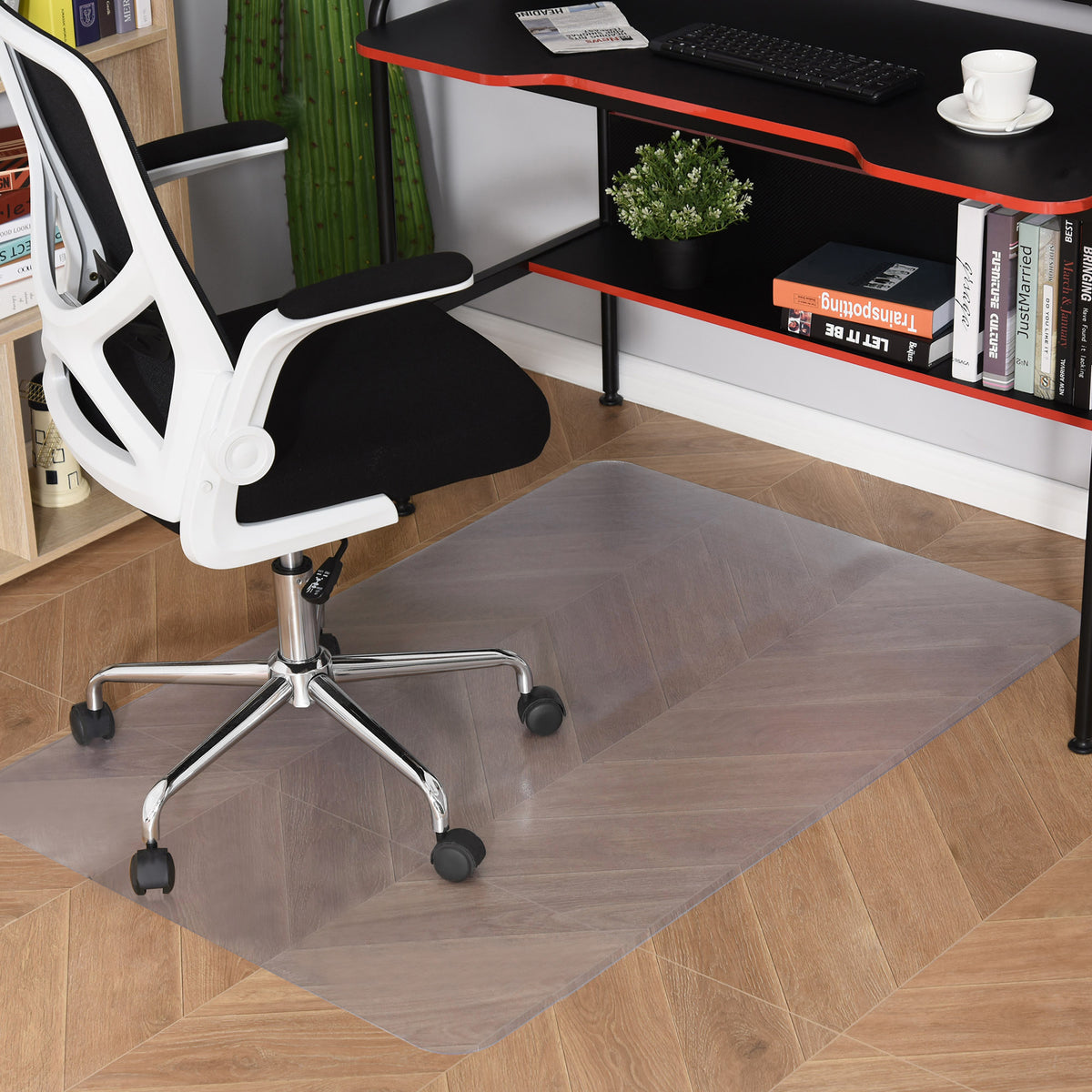 Tapis de chaise de bureau rectangulaire, antidérapants en plastique transparent 90x120cm-1