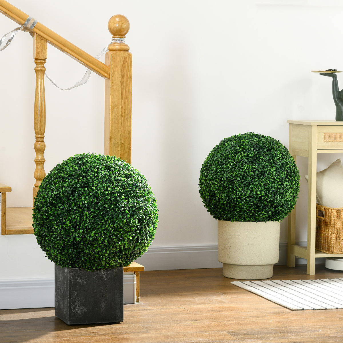 Lot de 2 boules de buis artificielles de 50 cm décoration pour intérieur ou extérieur vert-1