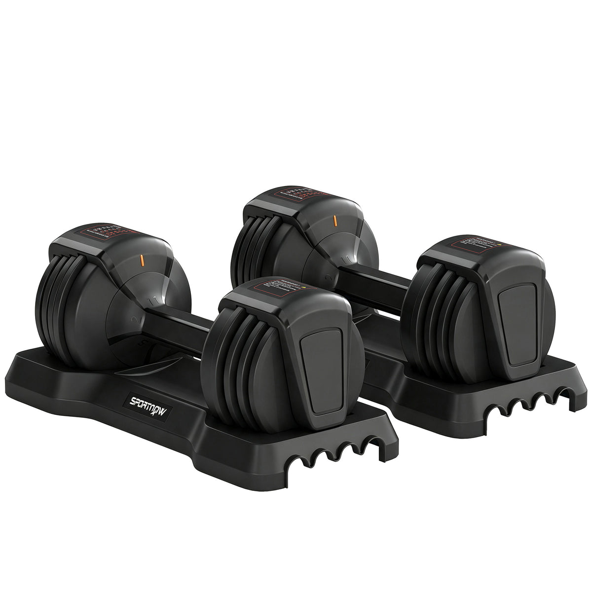 Haltères Réglables Rapide 5 Niveaux, 2 x 11 kg, Verrou de Sécurité, Poignée Antidérapante, Bases de Rangement, Noir-0