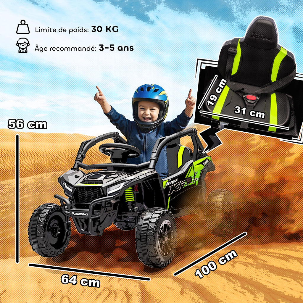 Voiture électrique enfant UTV KAWASAKI TERYX KRX 1000 12 V à 2 moteurs 25 W télécommande 2,4 Ghz 100 x 64 x 56 cm noir-2