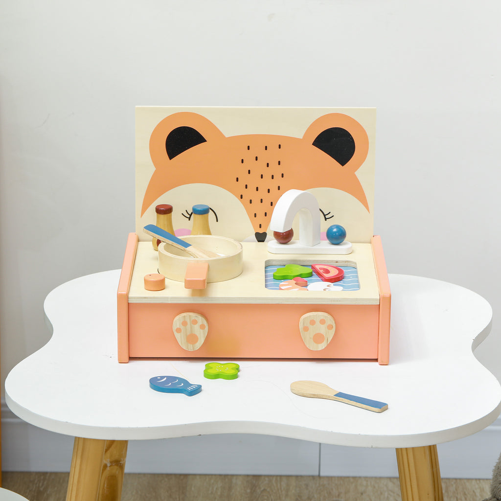 Mini-cuisine en bois jouet enfant avec 12 accessoires poêle spatule condiments fruits légumes - pour 3-5 ans --1