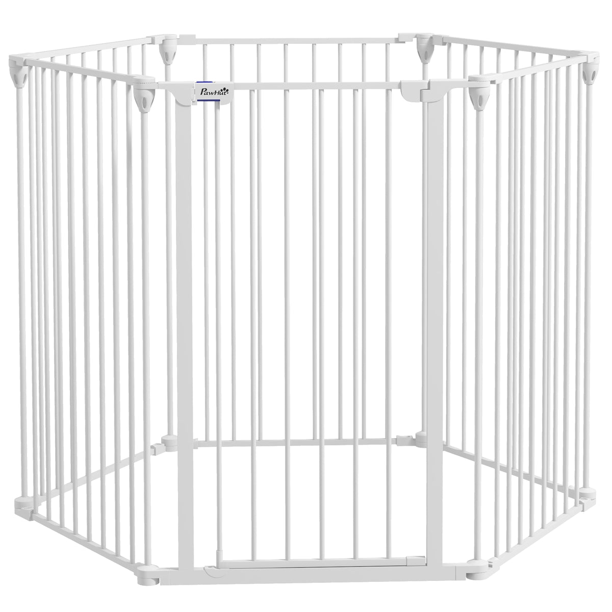Barrière de sécurité parc enclos chien pliable modulable 6 panneaux avec porte hauteur 100 cm blanc-0