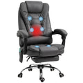 Fauteuil de bureau massant chauffant hauteur réglable dossier inclinable repose-pied + coussin lombaires intégrés-0