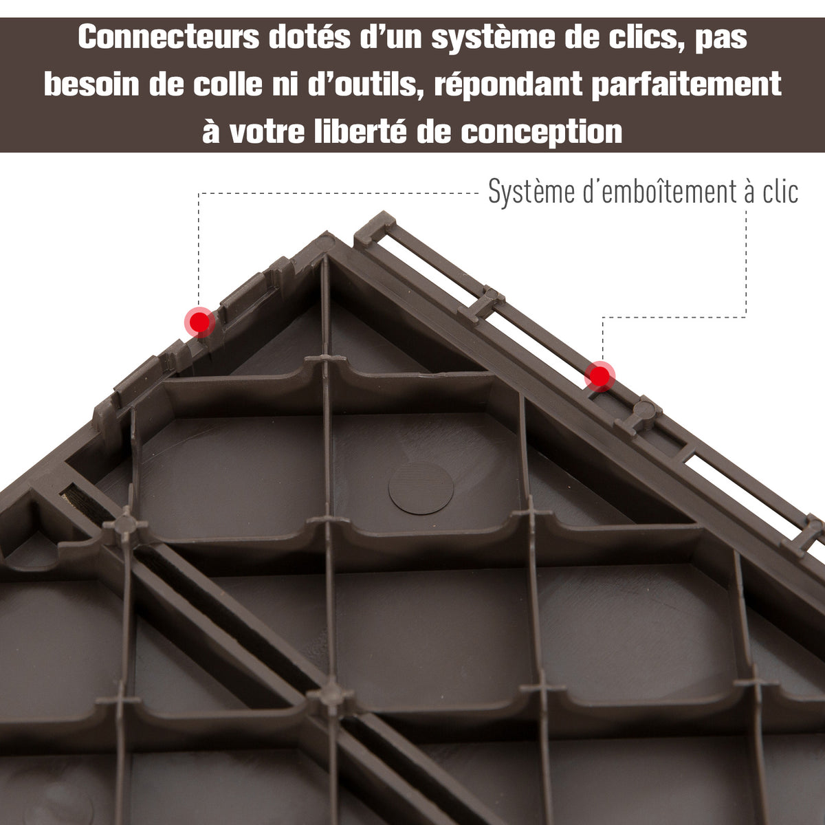 Caillebotis - Dalles terrasse - Lot de 9 - emboîtables, Installation très Simple - Petits Carreaux Composite Plastique Imitation Bois Chocolat-4