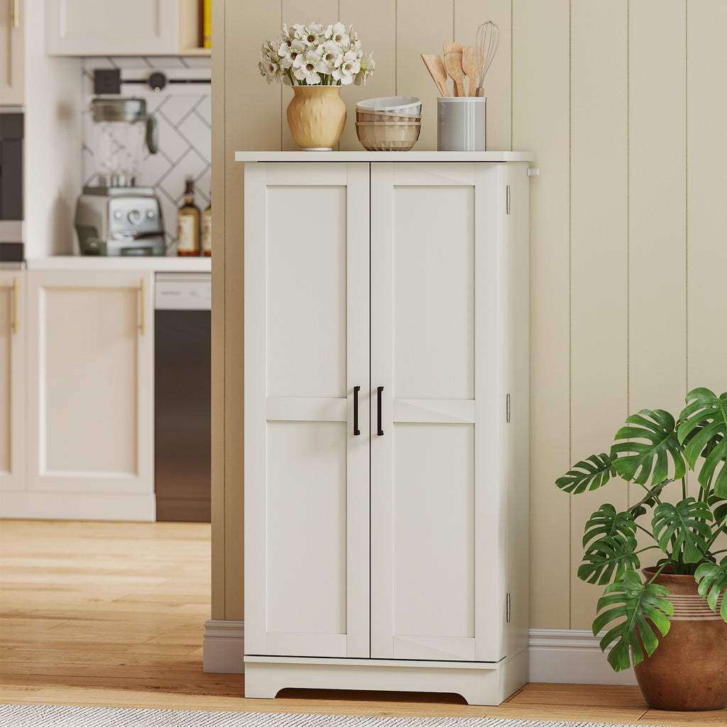 Buffet cuisine armoire de cuisine 5 niveaux avec portes et étagères réglables 60l x 40P x 120H cm grain de bois crème-7