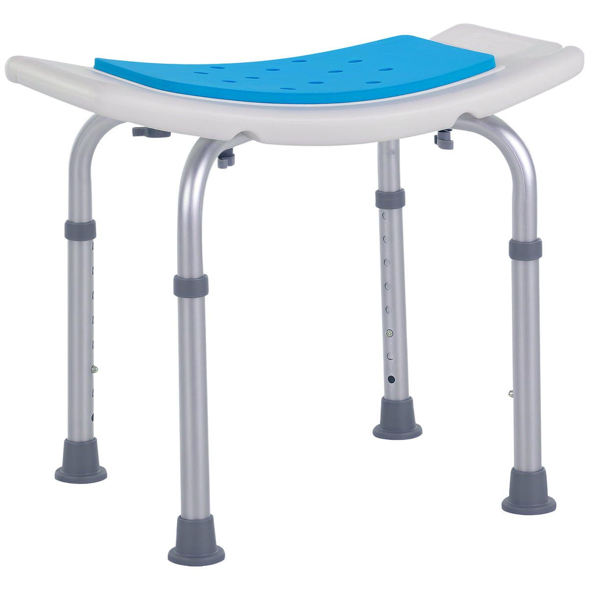 Siège de Douche réglable en Hauteur Tabouret de Douche Ergonomique Pieds antidérapants Charge Max. 135 Kg alu HDPE Blanc Bleu-0