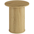 Table d'appoint ronde Ø 48 cm, table basse avec pieds cannelés pour salon, chambre ou petit espace, chêne-0