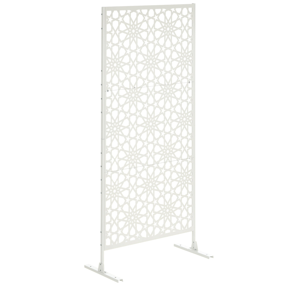 Panneau brise vue décoratif extérieur blanc à motif en métal - 92 x 45 x 198 cm-0