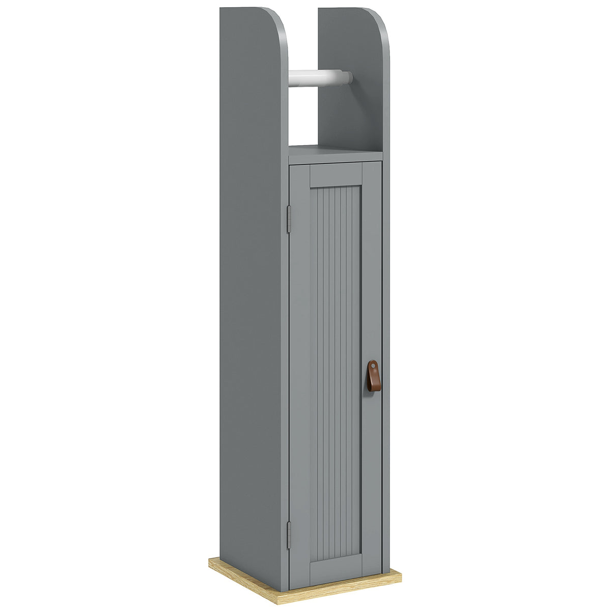 Meuble de salle de bain support papier toilette avec placard et étagères réglables 20 x 20 x 80 cm gris-0