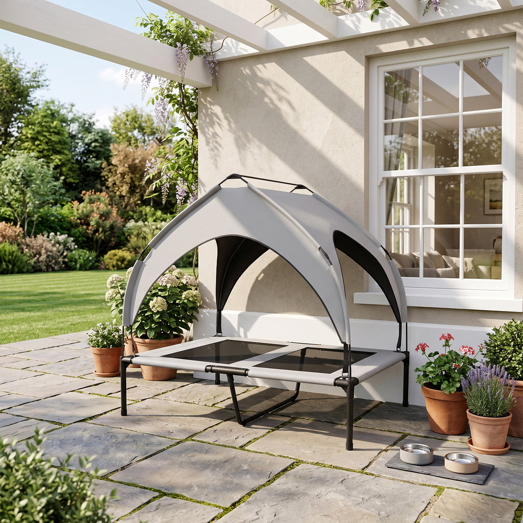 Lit pour chien chat sur pieds grand confort velum anti-UV oxford sac de transport inclus 91 x 76 x 85 cm gris-1