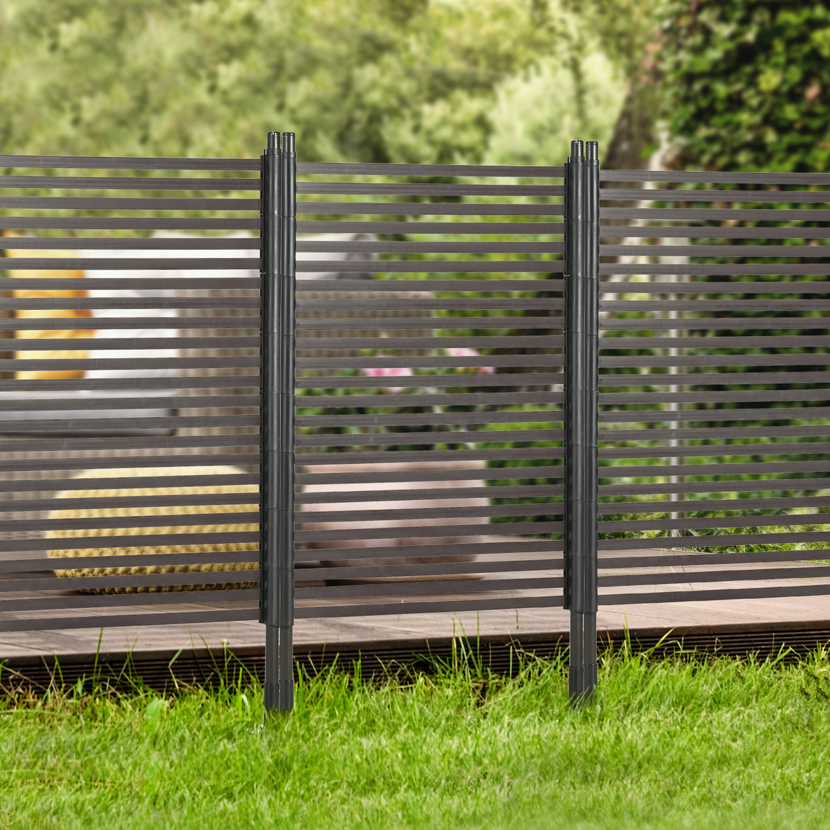 Panneau clotûre de jardin brise vue en métal extérieur avec pieds ou piquets à planter, modulaire, 93L x 22l x 150H cm-7