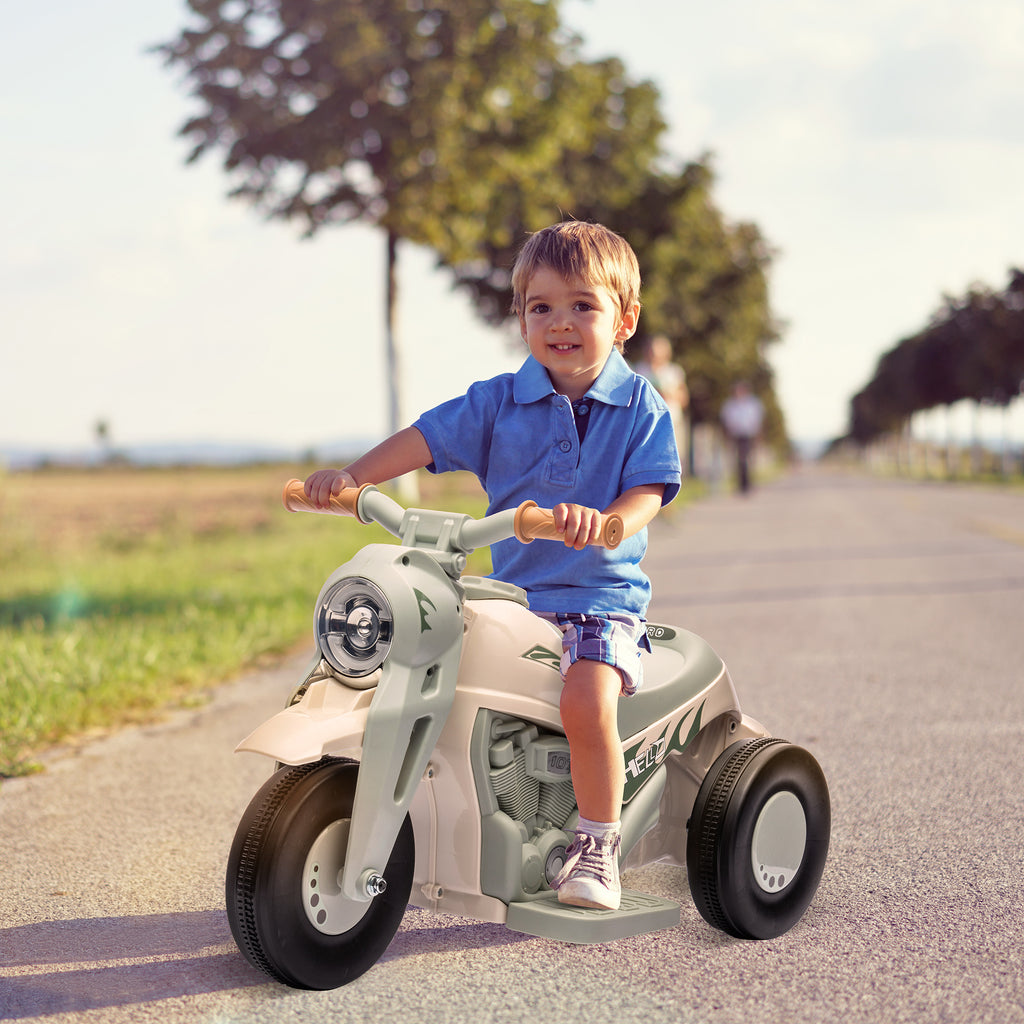 Moto électrique enfants 2-5 ans, 3 roues, 6 V, 3 km/h, avec fonction de bulles, effets lumineux et sonores, blanc crème-9