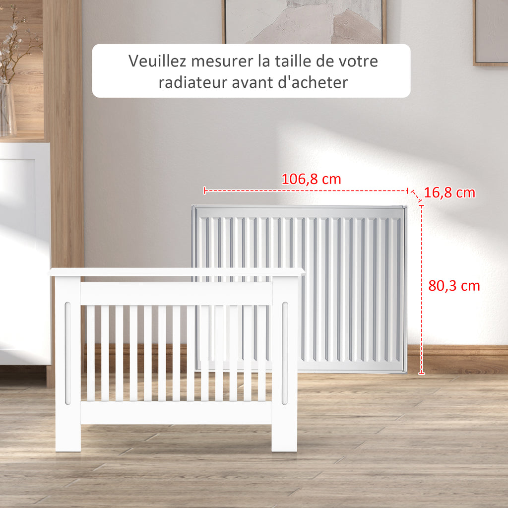 Cache-radiateur couverture radiateur Design couverture radiateur Panneau Cabinet 112L x 19l x 81H cm MDF Blanc-6