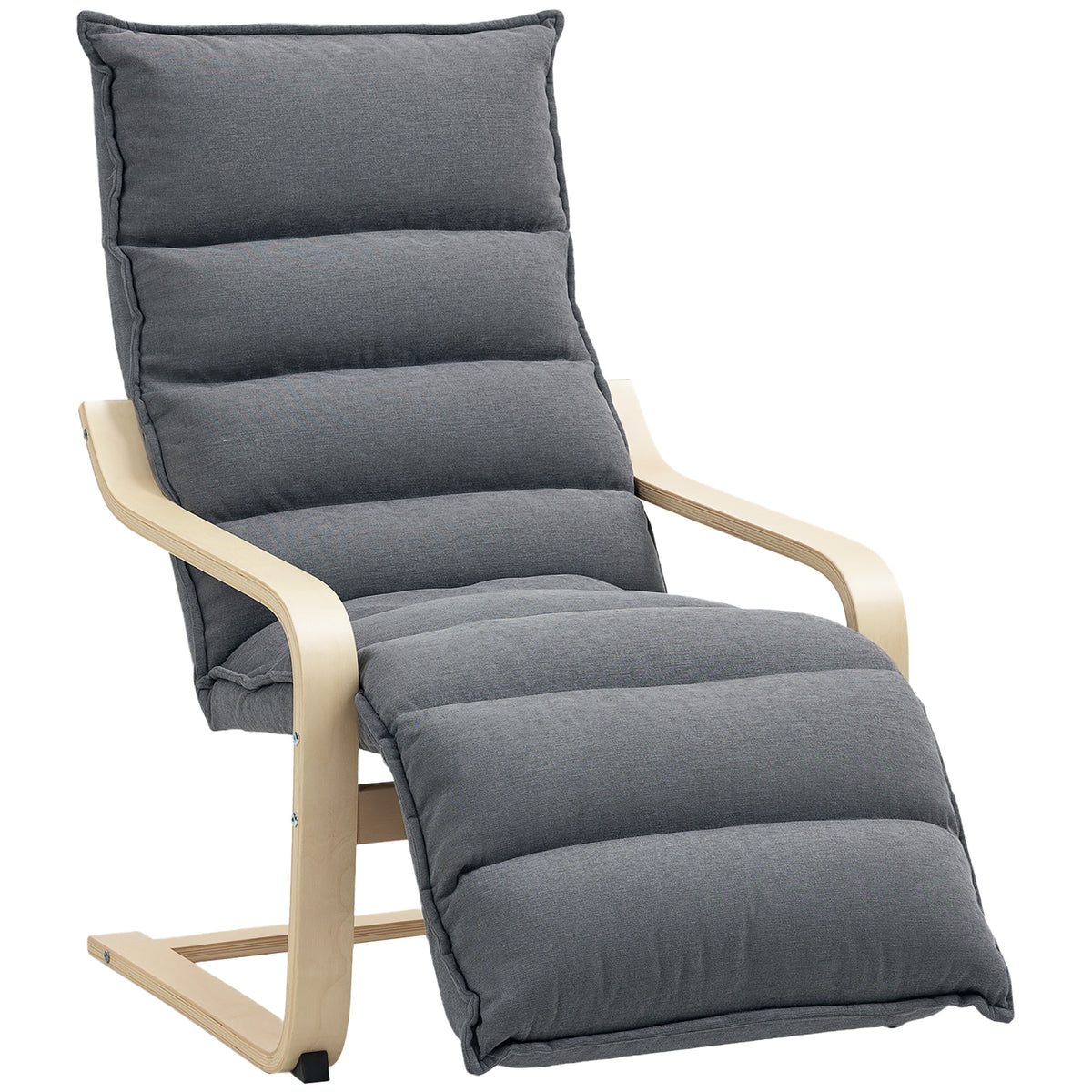Fauteuil Salon, Fauteuil d'Appoint Rembourré en Velours, Repose-Pieds Réglable, Structure Acier, 67x93x105cm, Gris Foncé-0