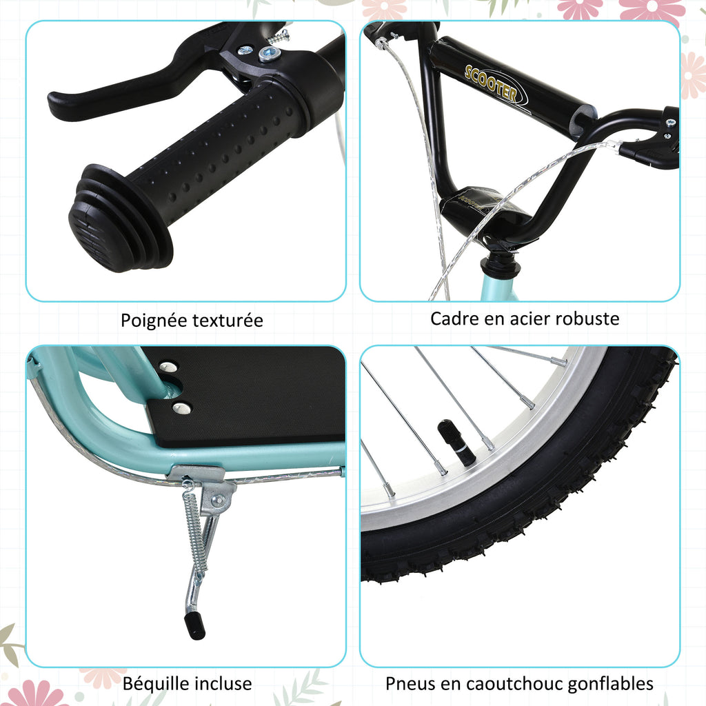 Trottinette patinette pour Enfants à partir de 5 Ans Grands pneus en Caoutchouc Guidon réglable poignée Frein et béquille Acier Charge max. 100 Kg Bleu-5