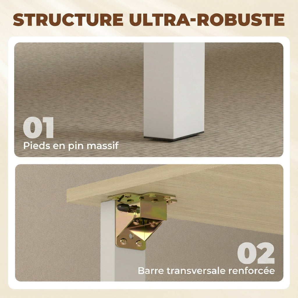 Table à manger pliante pour 6 personnes 39-168 cm, table de cuisine avec 2 tiroirs et 4 étagères ouvertes, blanc-5