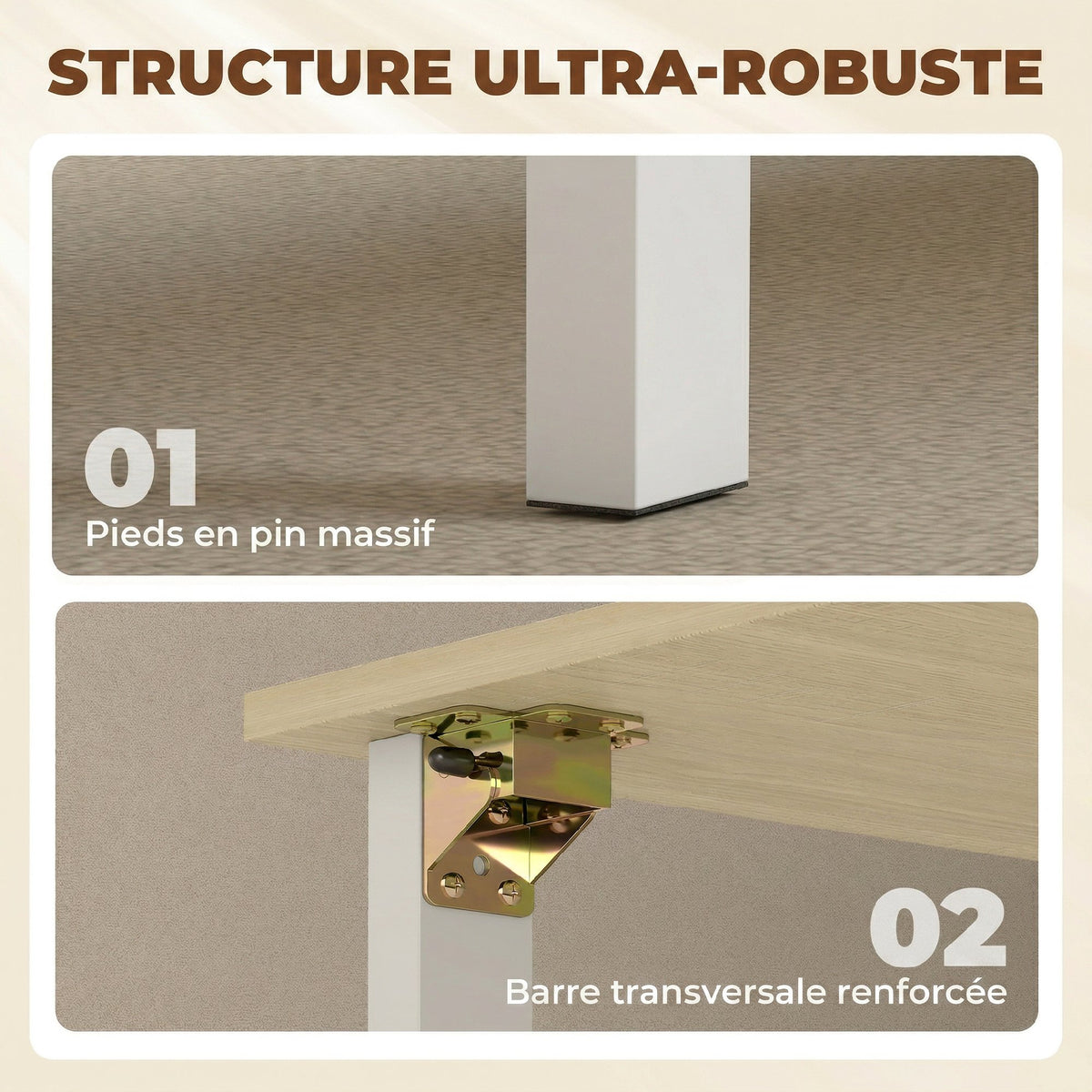 Table à manger pliante pour 6 personnes 39-168 cm, table de cuisine avec 2 tiroirs et 4 étagères ouvertes, blanc-5