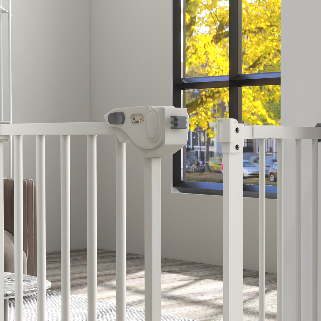 Barrière de sécurité animaux porte fermeture automatique système de double verrouillage sans perçage 1 extension blanc-8