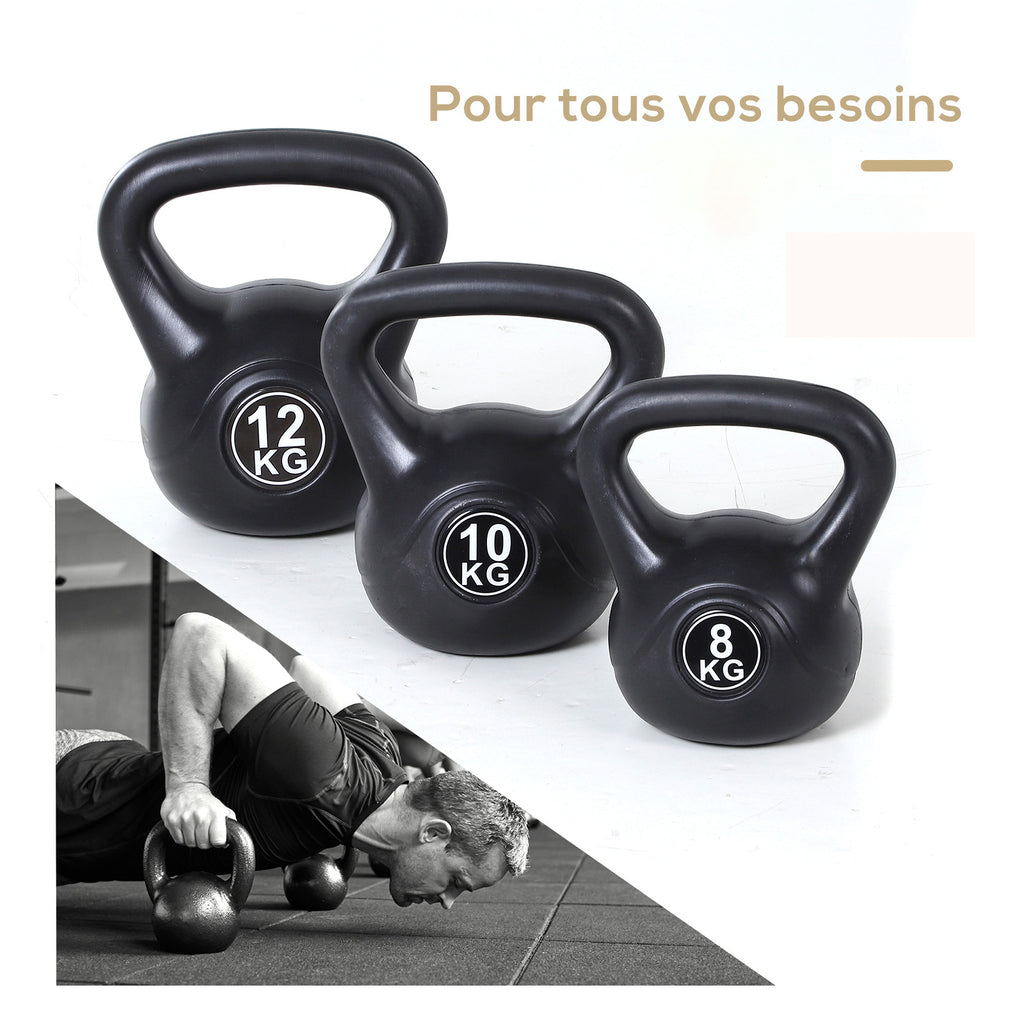 Kettlebell 12 kg, haltère avec poignée ergonomique, haltère à boule, musculation, entraînement, 27 x 21 x 31 cm noir-6