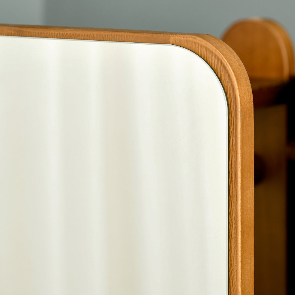 Miroir sur Pied avec roulettes - Portant, 4 patères étagère MDF Aspect Noyer-8