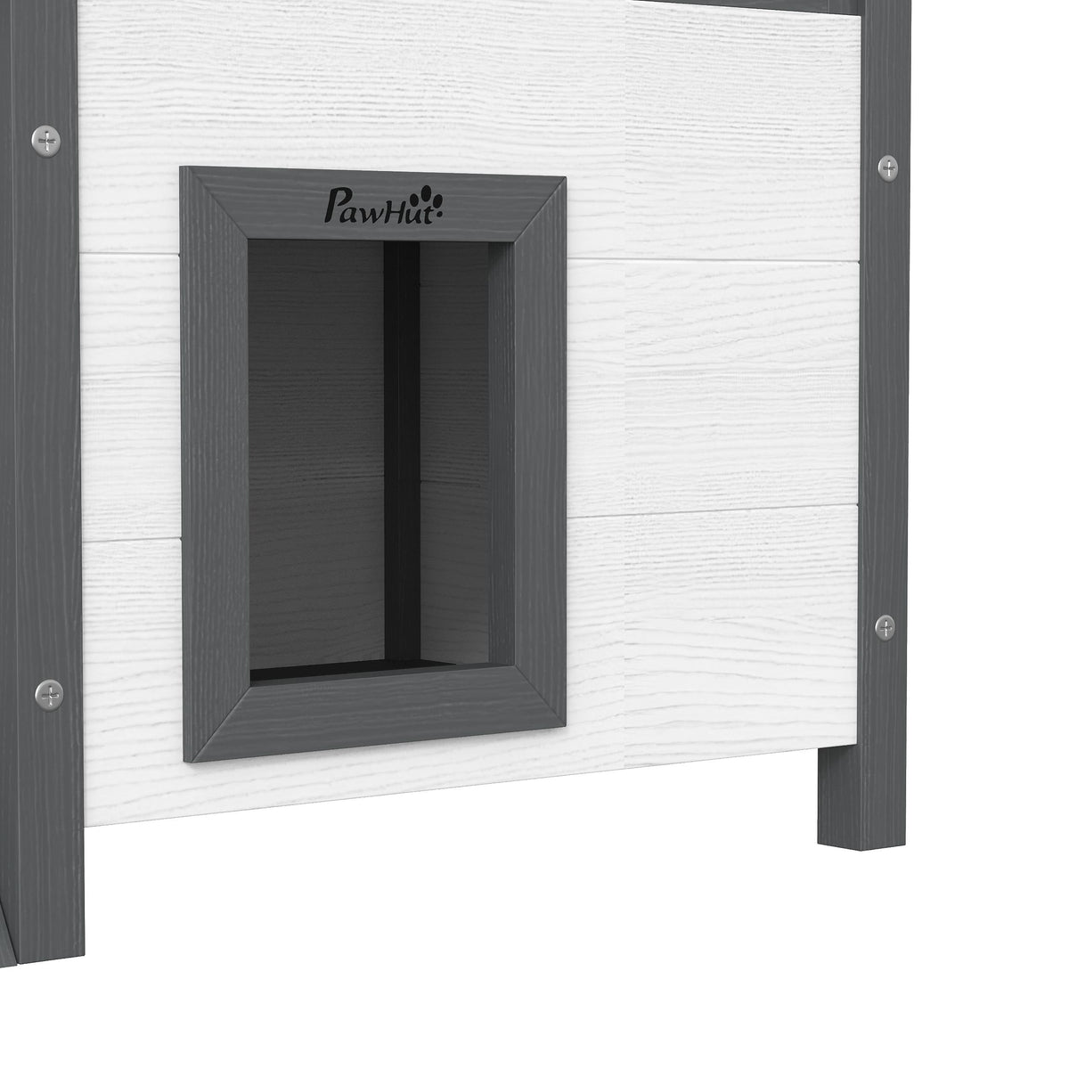 Cabane Chat Extérieur avec Terrasse, Escalier, Toit, Niche Villa, 77 x 50 x 73 cm Blanc et Rouge-8