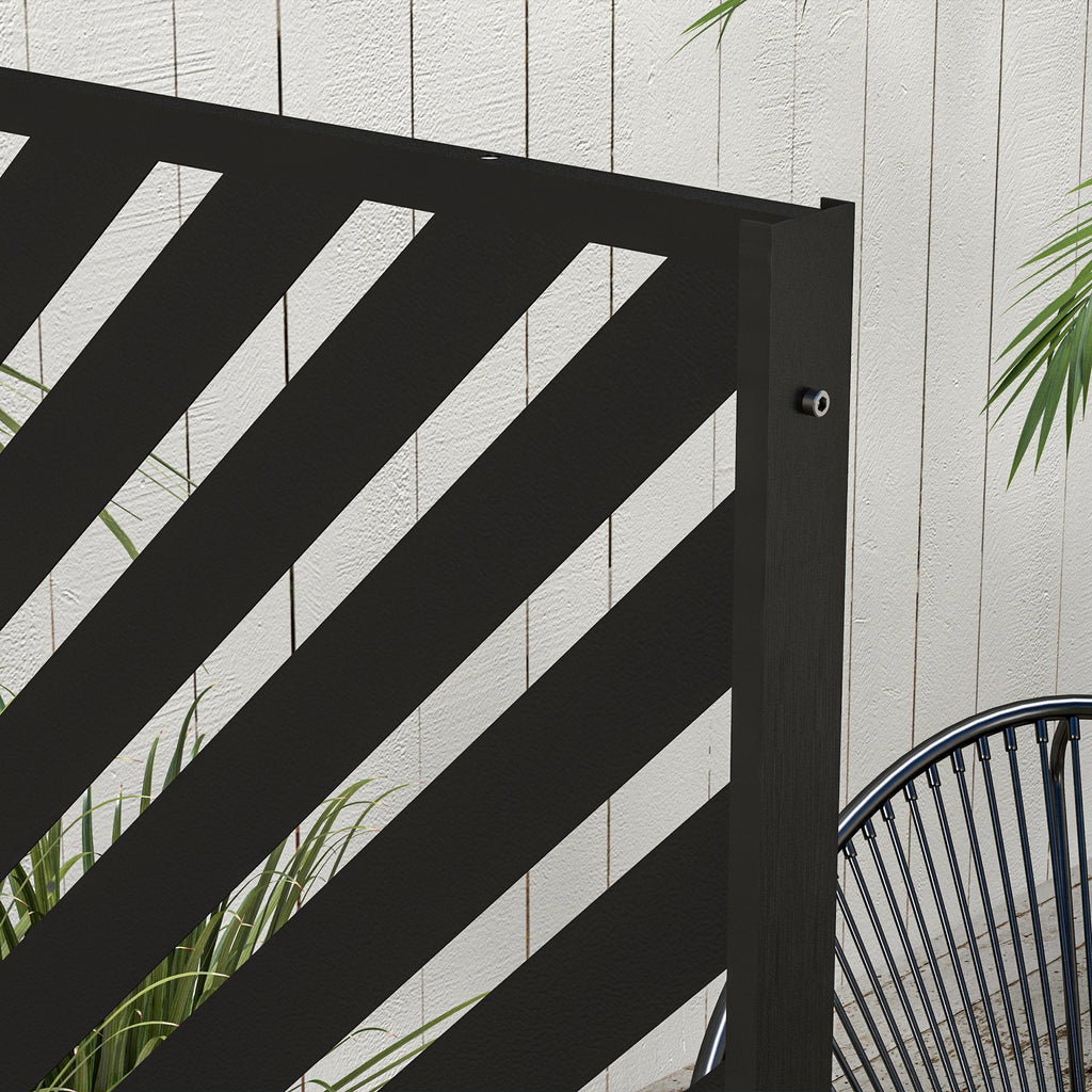 Panneau brise vue décoratif paravent extérieur à motif géométrique ajouré en métal - 122 x 45 x 198 cm, noir-8