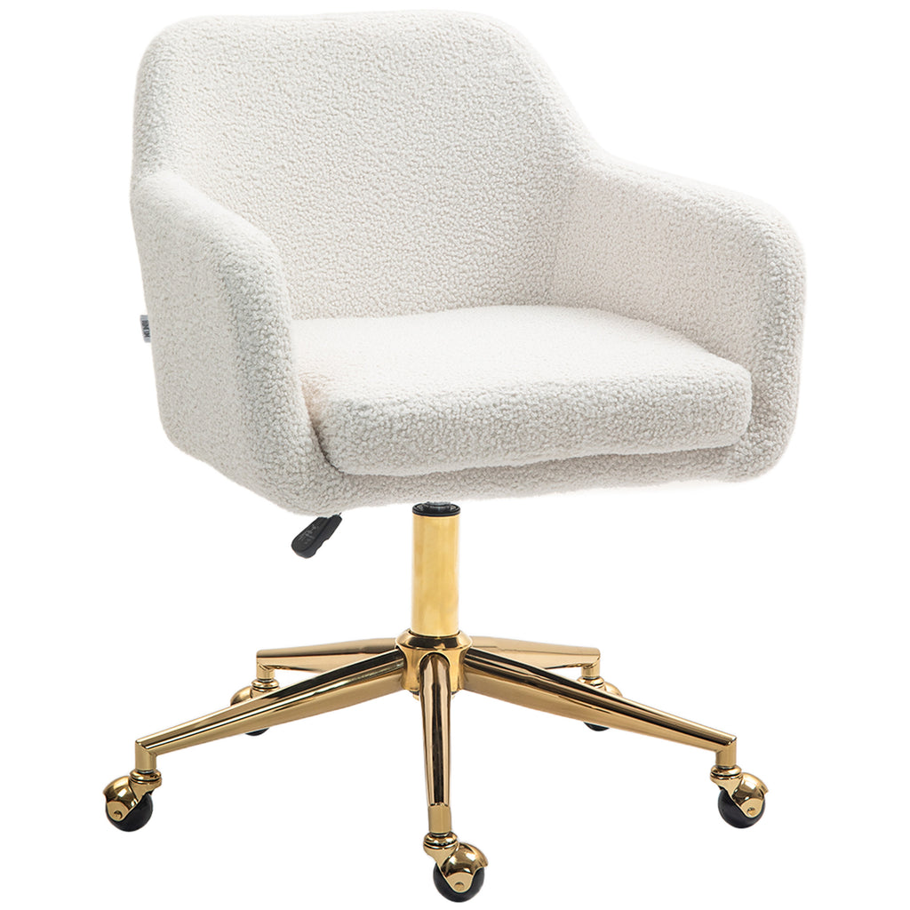 Chaise de bureau fauteuil de bureau avec roulettes hauteur réglable assise pivotante à 360° 60 x 61 x 79-88 cm crème-0