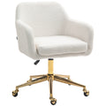 Chaise de bureau fauteuil de bureau avec roulettes hauteur réglable assise pivotante à 360° 60 x 61 x 79-88 cm crème-0