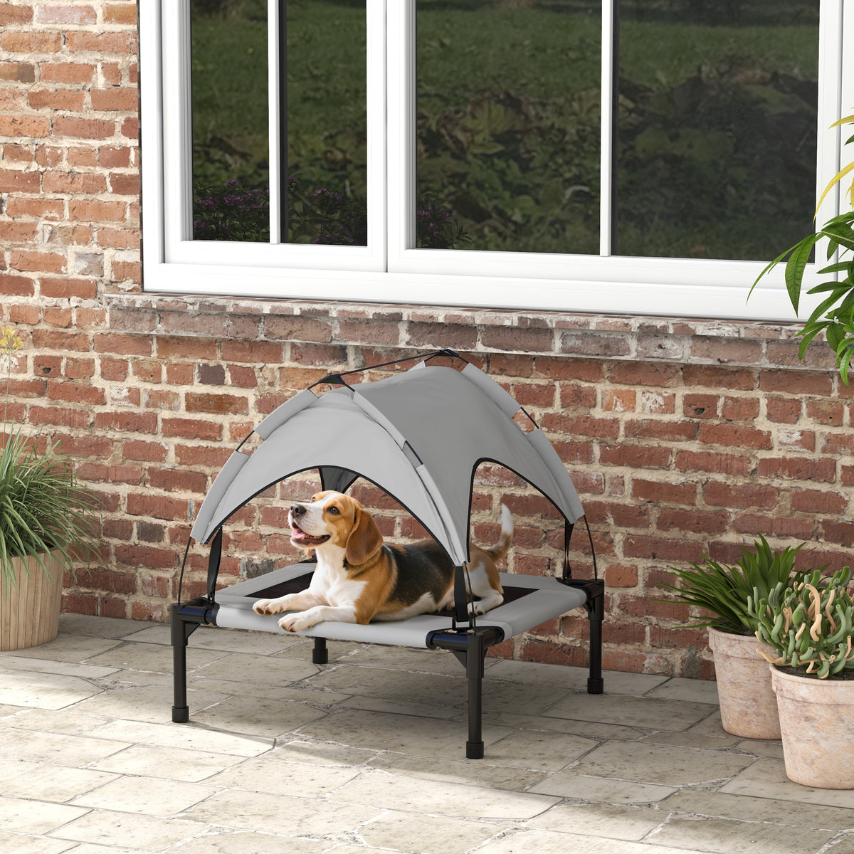 Lit pour chien chat sur pieds grand confort velum anti-UV oxford sac de transport inclus 76 x 61 x 69,5 cm gris-1