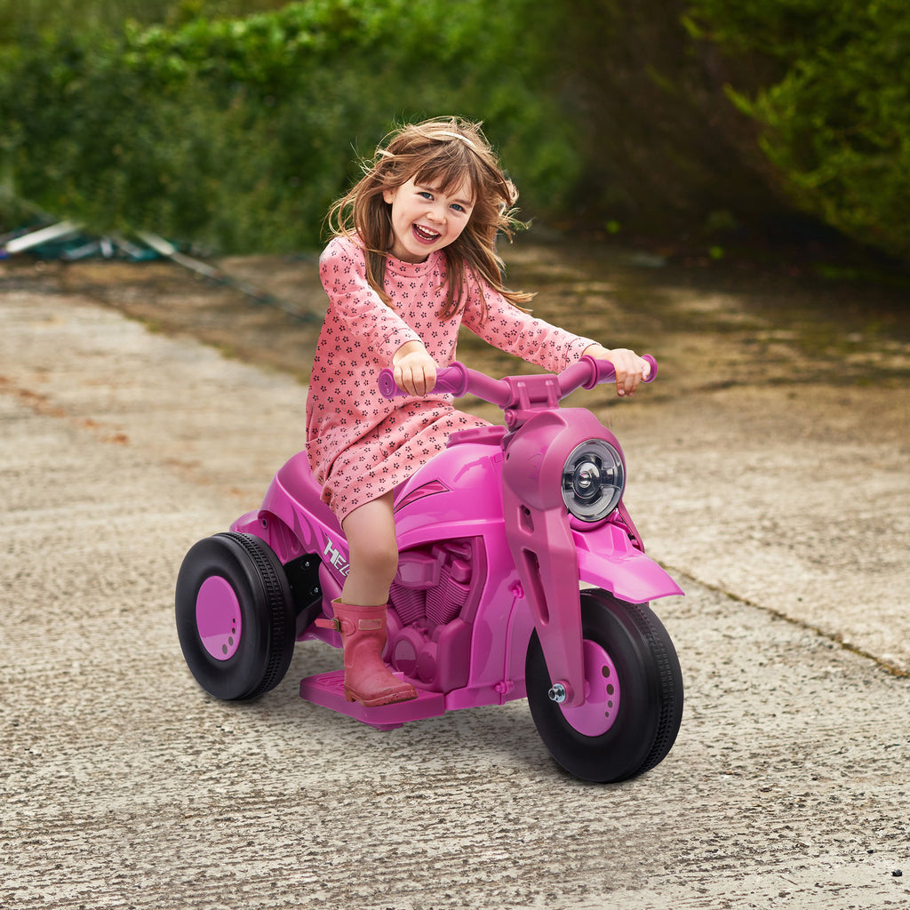 Moto électrique enfants 2-5 ans, 3 roues, 6 V, 3 km/h, avec fonction de bulles, effets lumineux et sonores, rose-9