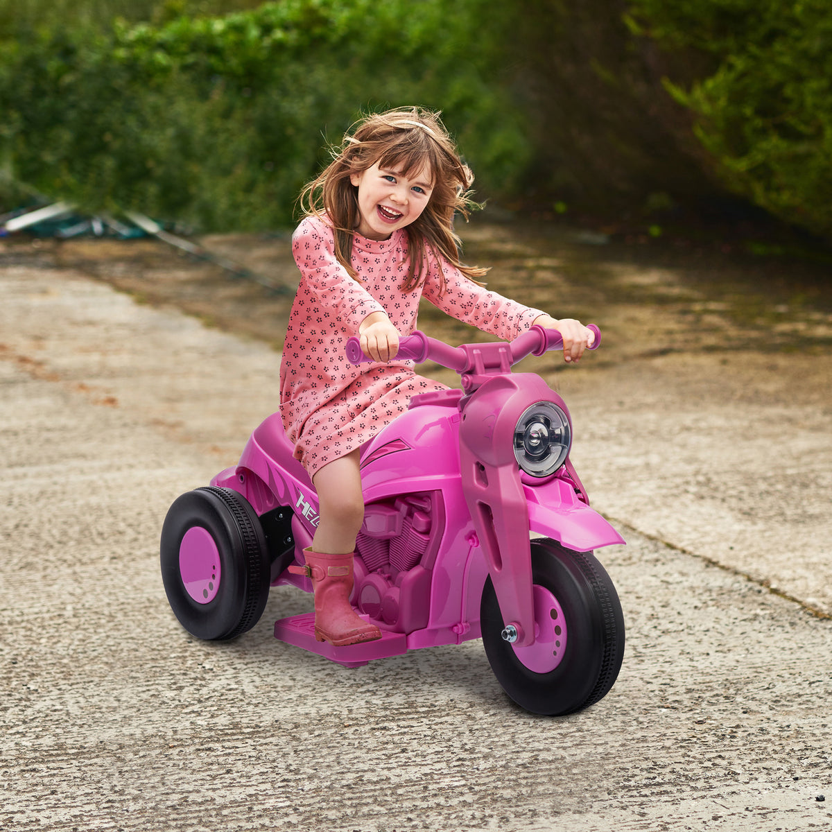 Moto électrique enfants 2-5 ans, 3 roues, 6 V, 3 km/h, avec fonction de bulles, effets lumineux et sonores, rose-9