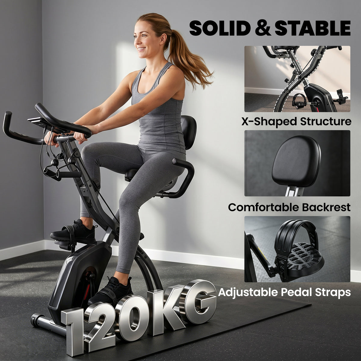 Vélo d'Appartement Pliable Vélo de Fitness 4 en 1 Silencieux Connecté Kinomap Bluetooth et Zwift 105x53,5x109cm Noir-7