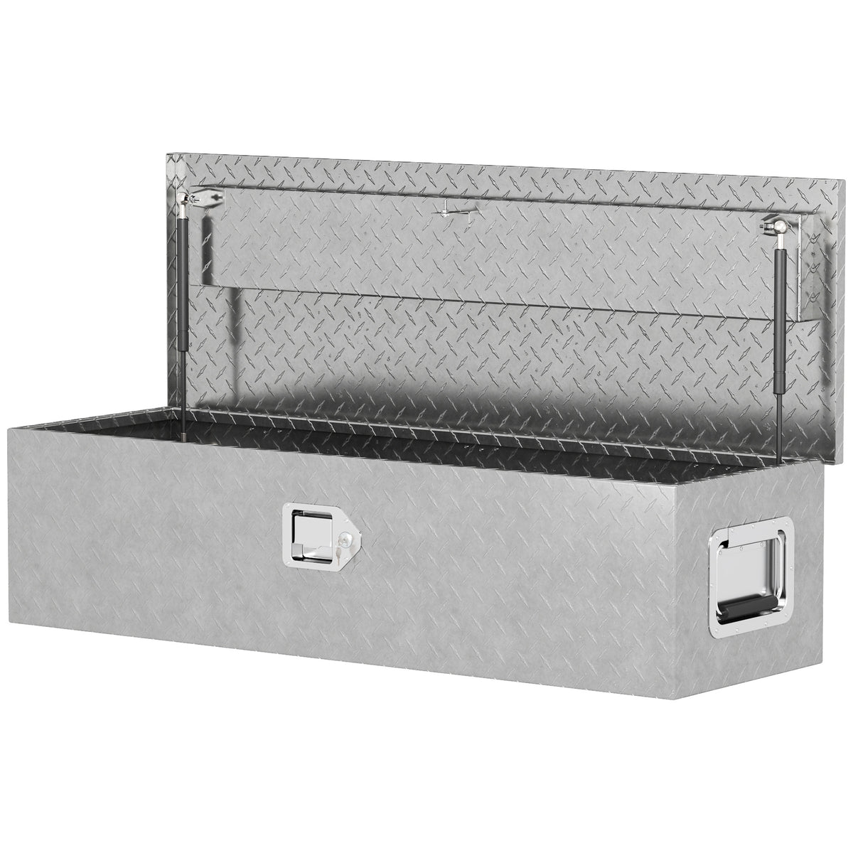 Boîte à outils pour remorque boîte de rangement en aluminium poignées larges et antidérapantes 99 x 33 x 25,5 cm argent-0
